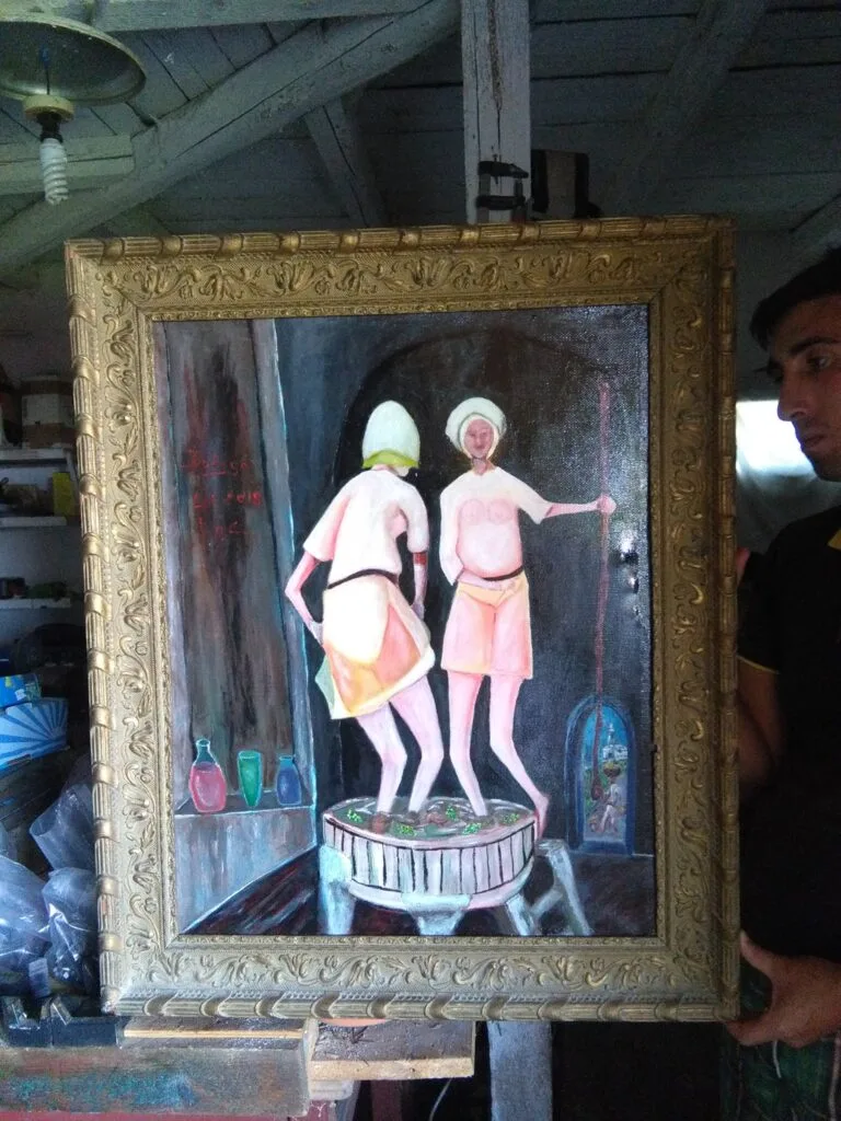 Tablou înrămat în atelierul pictorului